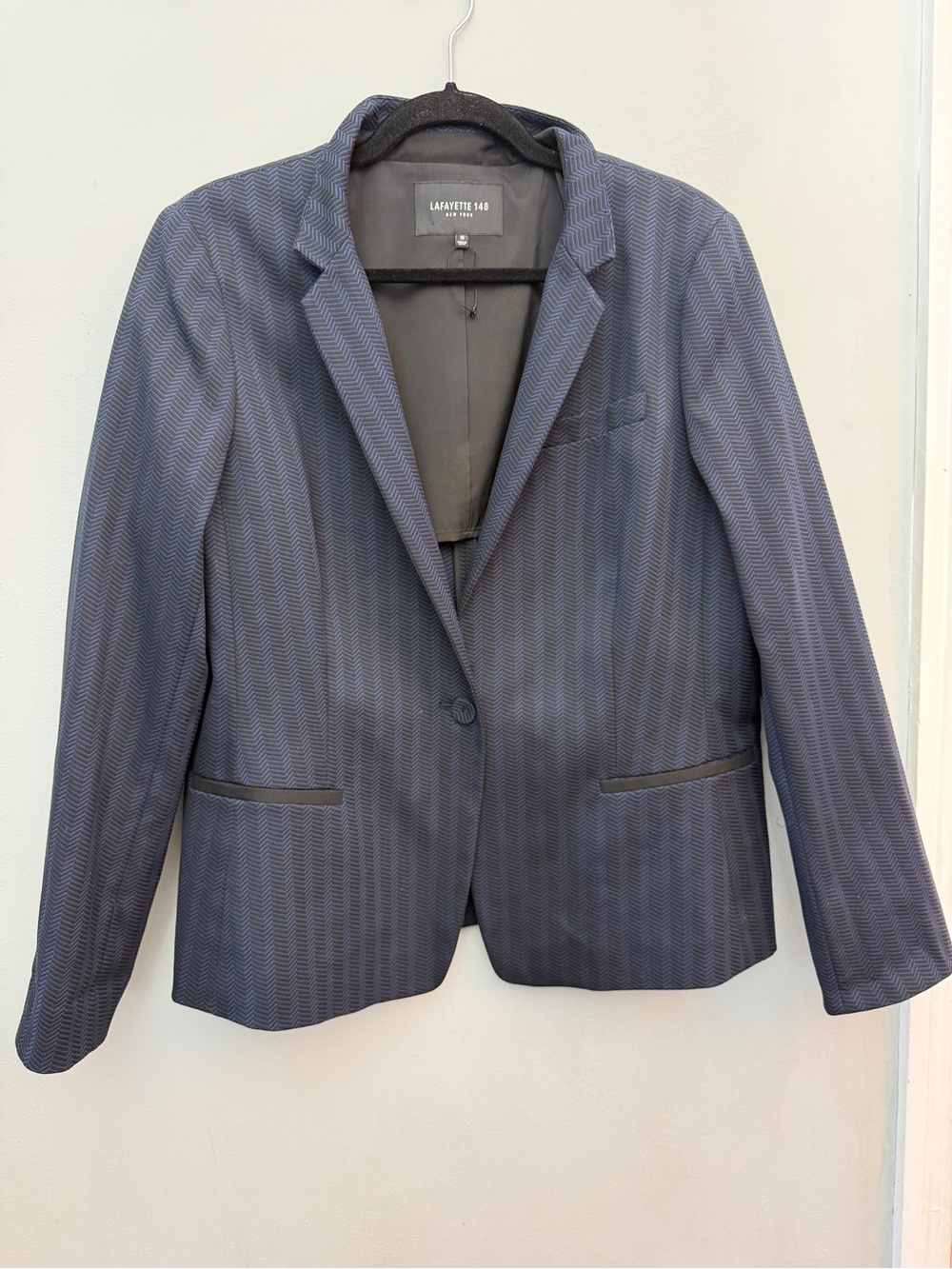 Lafayette 148 New York Herringbone Pinstripe Patterned Blazer, Size 16